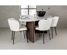 Venture Design Valgomojo komplektas Grönvik valgomojo stalas ir Edina valgomojo kėdė 180x75 cm ruda balta
