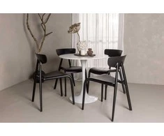 Venture Design Valgomojo komplektas Hamden valgomojo stalas ir Ursholmen kėdės 80x75 cm baltos ir juodos spalvos MDF ir plastikas