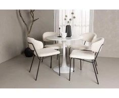 Venture Design Valgomojo komplektas Hamden valgomojo stalas ir Chico kėdės 80x75 cm baltas MDF