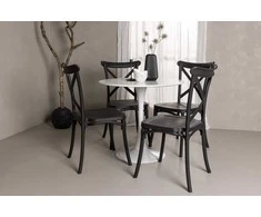 Venture Design Valgomojo komplektas Hamden stalas ir Crosett kėdės 80x75 cm balta ir juoda