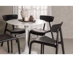 Venture Design Valgomojo komplektas Hamden valgomojo stalas ir Ursholmen kėdės 80x75 cm baltos ir juodos spalvos MDF ir plastikas