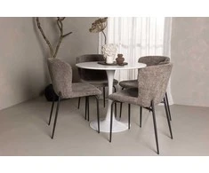 Venture Design Valgomojo komplektas Hamden valgomojo stalas ir Modesto kėdės 80x75 cm Balta Pilka