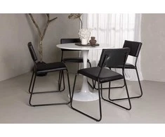 Venture Design Valgomojo komplektas Hamden stalas Kenth kėdė 75x80 cm balta juoda