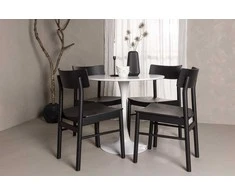 Venture Design Valgomojo komplektas Hamden valgomojo stalas ir Montros valgomojo kėdė 80x75 cm balta