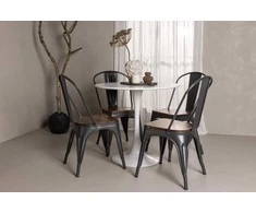 Venture Design Valgomojo komplektas Hamden valgomojo stalas ir Tempe kėdės 80x75 cm balta ir tamsiai pilka