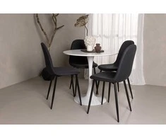 Venture Design Valgomojo komplektas Hamden valgomojo stalas ir Polar kėdės 80x75 cm baltas ir juodas MDF