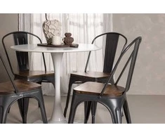 Venture Design Valgomojo komplektas Hamden valgomojo stalas ir Tempe kėdės 80x75 cm balta ir tamsiai pilka