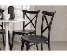Venture Design Valgomojo komplektas Hamden stalas ir Crosett kėdės 80x75 cm balta ir juoda