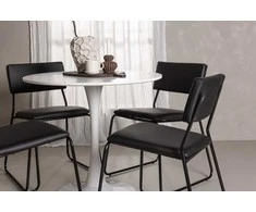 Venture Design Valgomojo komplektas Hamden stalas Kenth kėdė 75x80 cm balta juoda