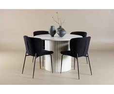 Venture Design Valgomojo komplektas Härön valgomojo stalas su Modesto valgomojo kėdė 110 cm balta juoda