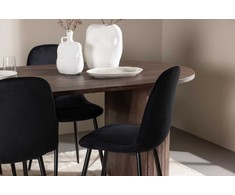 Venture Design Valgomojo komplektas Härön valgomojo stalas su Polar valgomojo kėde 200x90 cm juoda mocha metalas aksomas