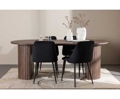 Venture Design Valgomojo komplektas Härön valgomojo stalas su Night valgomojo kėdė 200x90 cm moka aksomas