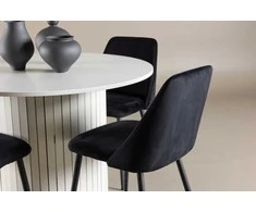 Venture Design Valgomojo komplektas Härön valgomojo stalas su naktinėmis kėdėmis 110 cm baltas juodas
