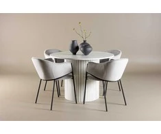 Venture Design Valgomojo komplektas Häron su Evelina kėdėmis 110 cm Balta Pilka MDF