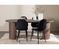 Venture Design Valgomojo komplektas Härön valgomojo stalas su Polar valgomojo kėde 200x90 cm juoda mocha metalas aksomas