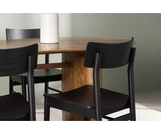 Venture Design Valgomojo komplektas Isolde valgomojo stalas ir Montros valgomojo kėdė 140x75 cm natūrali mediena