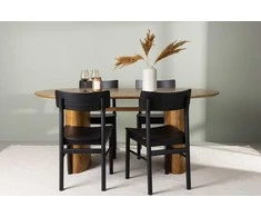 Venture Design Valgomojo komplektas Isolde valgomojo stalas ir Montros valgomojo kėdė 140x75 cm natūrali mediena