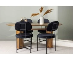 Venture Design Valgomojo komplektas Isolde valgomojo stalas ir Stella valgomojo kėdė 140x75 cm juodas MDF