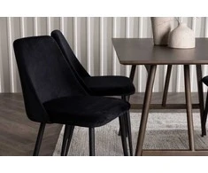 Venture Design Valgomojo komplektas Kaseidon valgomojo stalas ir naktinės kėdės 80x120 cm rudos ir juodos aksomo