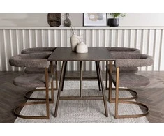 Venture Design Valgomojo komplektas Kaseidon valgomojo stalas ir Morning valgomojo kėdė 80x120 cm juoda guminė mediena