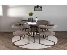 Venture Design Valgomojo komplektas Kaseidon valgomojo stalas ir Morning valgomojo kėdė 100x100 cm ruda juoda