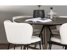 Venture Design Valgomojo komplektas Kaseidon valgomojo stalas ir Edina valgomojo kėdė 100x100 cm ruda ir balta
