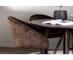 Venture Design Valgomojo komplektas Kaseidon valgomojo stalas ir Evening kėdės 100 cm rudos medienos ir audinio