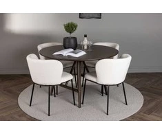 Venture Design Valgomojo komplektas Kaseidon valgomojo stalas ir Edina valgomojo kėdė 100x100 cm ruda ir balta