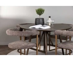 Venture Design Valgomojo komplektas Kaseidon valgomojo stalas ir Morning valgomojo kėdė 100x100 cm ruda juoda