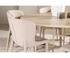 Venture Design Valgomojo komplektas Kopenhaga stalas su 6 Astorijos kėdėmis 140 cm smėlio spalvos