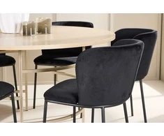 Venture Design Valgomojo komplektas Kopenhaga stalas su 6 Edina kėdėmis 140 cm balintos ąžuolo, smėlio spalvos, juoda