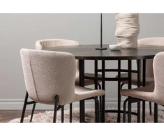 Venture Design Valgomojo komplektas Kopenhagos valgomojo stalas ir Modesto valgomojo kėdė 115 cm juoda ir smėlio spalvos