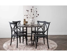 Venture Design Valgomojo komplektas Kopenhagos valgomojo stalas ir Crosett valgomojo kėdė juoda MDF metalas plastikas