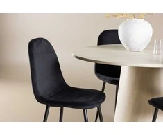 Venture Design Valgomojo komplektas Lanzo valgomojo stalas su Polar valgomojo kėdė 120 cm balta juoda