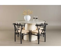 Venture Design Valgomojo komplektas Lanzo stalas su Alfons kėdėmis 120 cm smėlio spalvos