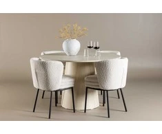 Venture Design Valgomojo komplektas Lanzo valgomojo stalas su Agnes valgomojo kėdė 120 cm balta