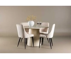 Venture Design Valgomojo komplektas Lanzo valgomojo stalas su Leone valgomojo kėdė 120 cm balta korduroinė