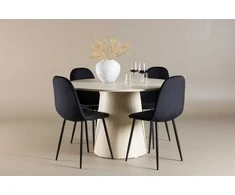Venture Design Valgomojo komplektas Lanzo valgomojo stalas su Polar valgomojo kėdė 120 cm balta juoda
