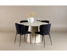 Venture Design Valgomojo komplektas Lanzo valgomojo stalas su Modesto valgomojo kėdė 120 cm balta poliesteris