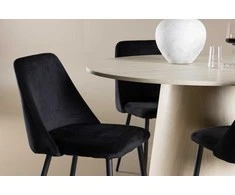 Venture Design Valgomojo komplektas Lanzo valgomojo stalas su Night valgomojo kėdė 120 cm balta aksominė