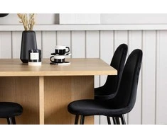 Venture Design Valgomojo komplektas Leo valgomojo stalas ir Polar valgomojo kėdės 100x100x75 cm juodas ąžuolas MDF