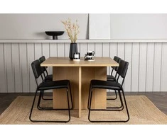 Venture Design Valgomojo komplektas Leo valgomojo stalas ir Kenth kėdė 100x100x75 cm juodo ąžuolo imitacijos MDF