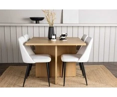 Venture Design Valgomojo komplektas Leo valgomojo stalas ir naktinės valgomojo kėdės 100x100x75 cm juoda ir balta