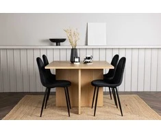 Venture Design Valgomojo komplektas Leo valgomojo stalas ir Polar valgomojo kėdės 100x100x75 cm juodas ąžuolas MDF
