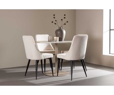 Venture Design Valgomojo komplektas Lycke valgomojo stalas su Leone valgomojo kėde 110 cm smėlio spalvos MDF