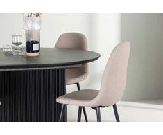 Venture Design Valgomojo komplektas Matilda valgomojo stalas ir Polar valgomojo kėdės 130 cm juoda smėlio spalvos MDF faneruote