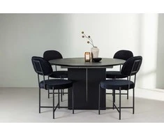 Venture Design Valgomojo komplektas Matilda valgomojo stalas ir Stella valgomojo kėdė 130 cm juoda