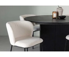Venture Design Valgomojo komplektas Matilda valgomojo stalas ir Edina valgomojo kėdės 130 cm juoda balta MDF faneruotas buklės audinys