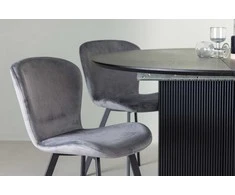 Venture Design Valgomojo komplektas Matilda valgomojo stalas ir Lilja kėdės 130 cm juodos spalvos audinys