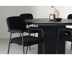 Venture Design Valgomojo komplektas Matilda valgomojo stalas ir Yesterday valgomojo kėdė 130 cm juodas MDF ir Bouclé
